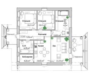 Дом 117м², 1-этажный, участок 6 сот.  