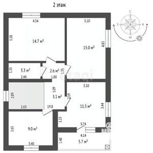 Дом 129м², 2-этажный, участок 7 сот.  