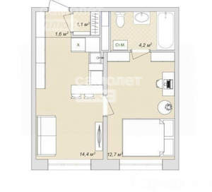 2-к квартира, вторичка, 34м2, 2/5 этаж