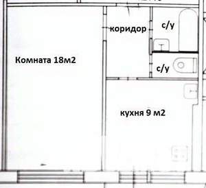 1-к квартира, вторичка, 32м2, 1/9 этаж