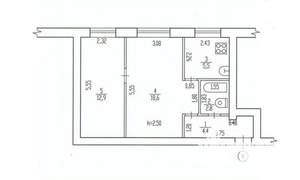 2-к квартира, вторичка, 44м2, 1/2 этаж