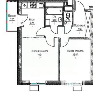 2-к квартира, вторичка, 50м2, 8/18 этаж