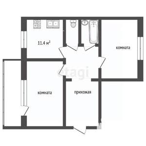 2-к квартира, вторичка, 68м2, 7/10 этаж