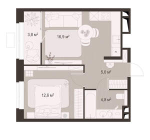 1-к квартира, вторичка, 43м2, 10/18 этаж
