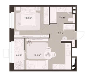 1-к квартира, вторичка, 43м2, 9/18 этаж