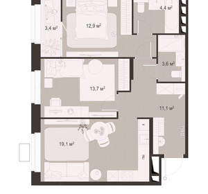 2-к квартира, вторичка, 68м2, 13/18 этаж