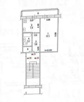 1-к квартира, вторичка, 33м2, 4/5 этаж