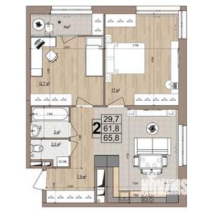 2-к квартира, вторичка, 66м2, 13/18 этаж