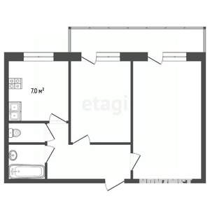 2-к квартира, вторичка, 49м2, 1/5 этаж