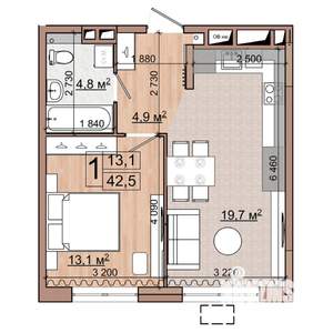 1-к квартира, строящийся дом, 43м2, 3/18 этаж