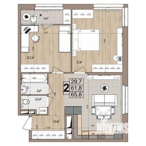 2-к квартира, вторичка, 66м2, 15/18 этаж