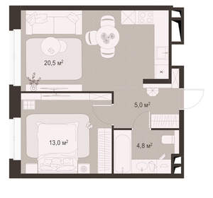 1-к квартира, вторичка, 43м2, 5/18 этаж