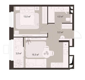1-к квартира, вторичка, 43м2, 18/18 этаж