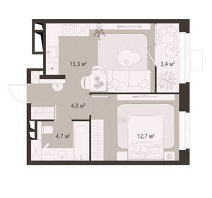 1-к квартира, вторичка, 41м2, 12/18 этаж