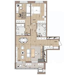 3-к квартира, строящийся дом, 93м2, 11/18 этаж