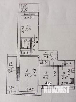 3-к квартира, вторичка, 62м2, 3/10 этаж