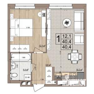 1-к квартира, вторичка, 40м2, 2/18 этаж