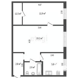 2-к квартира, вторичка, 45м2, 1/5 этаж