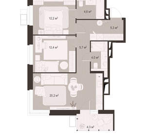 2-к квартира, вторичка, 69м2, 14/18 этаж