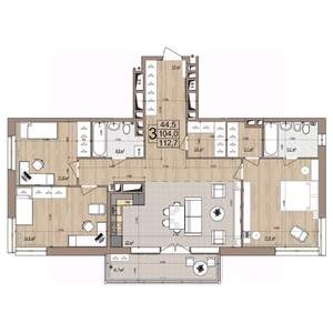 3-к квартира, вторичка, 113м2, 11/18 этаж