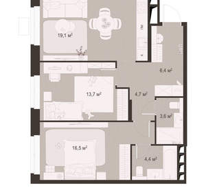 2-к квартира, вторичка, 68м2, 2/18 этаж
