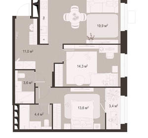 2-к квартира, вторичка, 70м2, 17/18 этаж