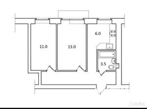 2-к квартира, вторичка, 41м2, 4/5 этаж