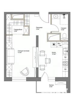 1-к квартира, вторичка, 38м2, 4/9 этаж