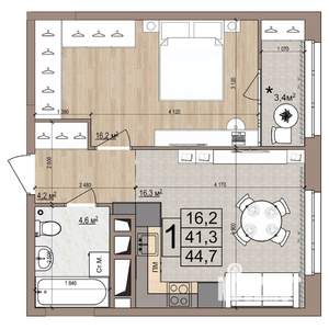 1-к квартира, вторичка, 45м2, 13/18 этаж