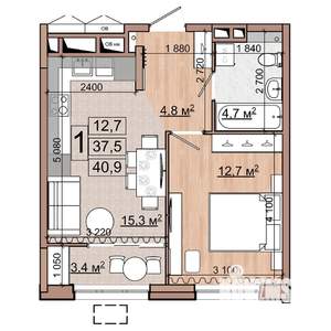 1-к квартира, вторичка, 41м2, 9/18 этаж