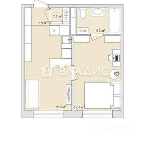 2-к квартира, вторичка, 34м2, 3/6 этаж