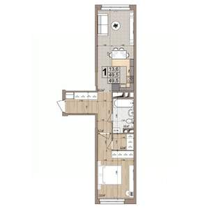 1-к квартира, вторичка, 50м2, 5/18 этаж