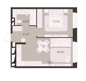1-к квартира, вторичка, 43м2, 2/18 этаж