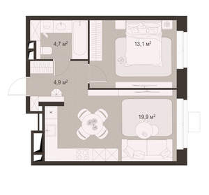 1-к квартира, вторичка, 43м2, 5/18 этаж