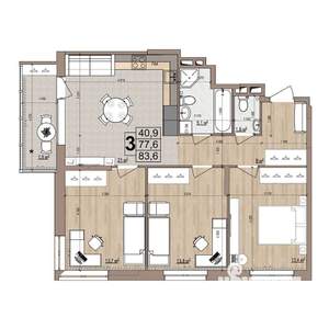 3-к квартира, вторичка, 84м2, 2/18 этаж