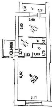 1-к квартира, вторичка, 42м2, 1/7 этаж