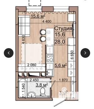 Студия квартира, вторичка, 28м2, 4/18 этаж