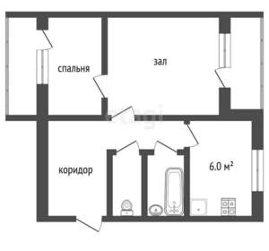 2-к квартира, вторичка, 45м2, 5/5 этаж