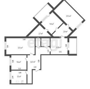 5-к квартира, вторичка, 95м2, 6/10 этаж