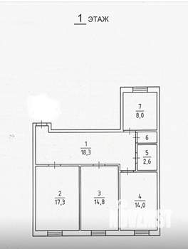 3-к квартира, вторичка, 76м2, 1/4 этаж