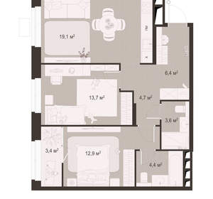 2-к квартира, вторичка, 68м2, 10/18 этаж