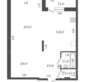 2-к квартира, вторичка, 57м2, 8/19 этаж
