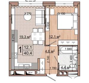 1-к квартира, вторичка, 40м2, 5/18 этаж