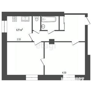 2-к квартира, вторичка, 51м2, 1/4 этаж