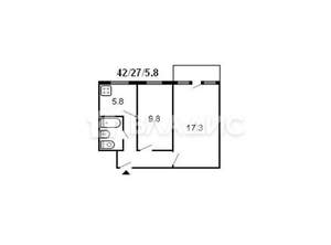 2-к квартира, вторичка, 43м2, 4/5 этаж