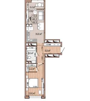 1-к квартира, вторичка, 50м2, 11/18 этаж