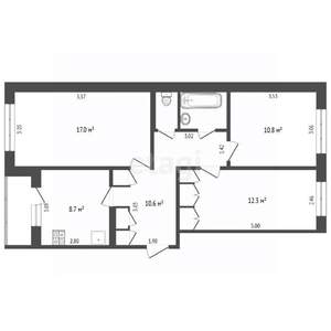 3-к квартира, вторичка, 67м2, 3/5 этаж