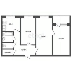 3-к квартира, вторичка, 57м2, 5/9 этаж