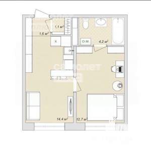 2-к квартира, вторичка, 34м2, 2/5 этаж