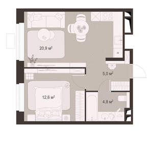 1-к квартира, вторичка, 43м2, 5/18 этаж